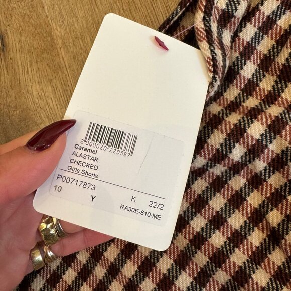 Caramel Kids Checkered Wool Shorts 10Y With Elastic Waist & Button Closure - Picture 7 of 9